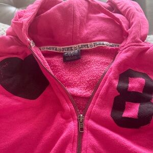 Victoria’s Secret Bright Pink  ladies Hoodie with Black Accents